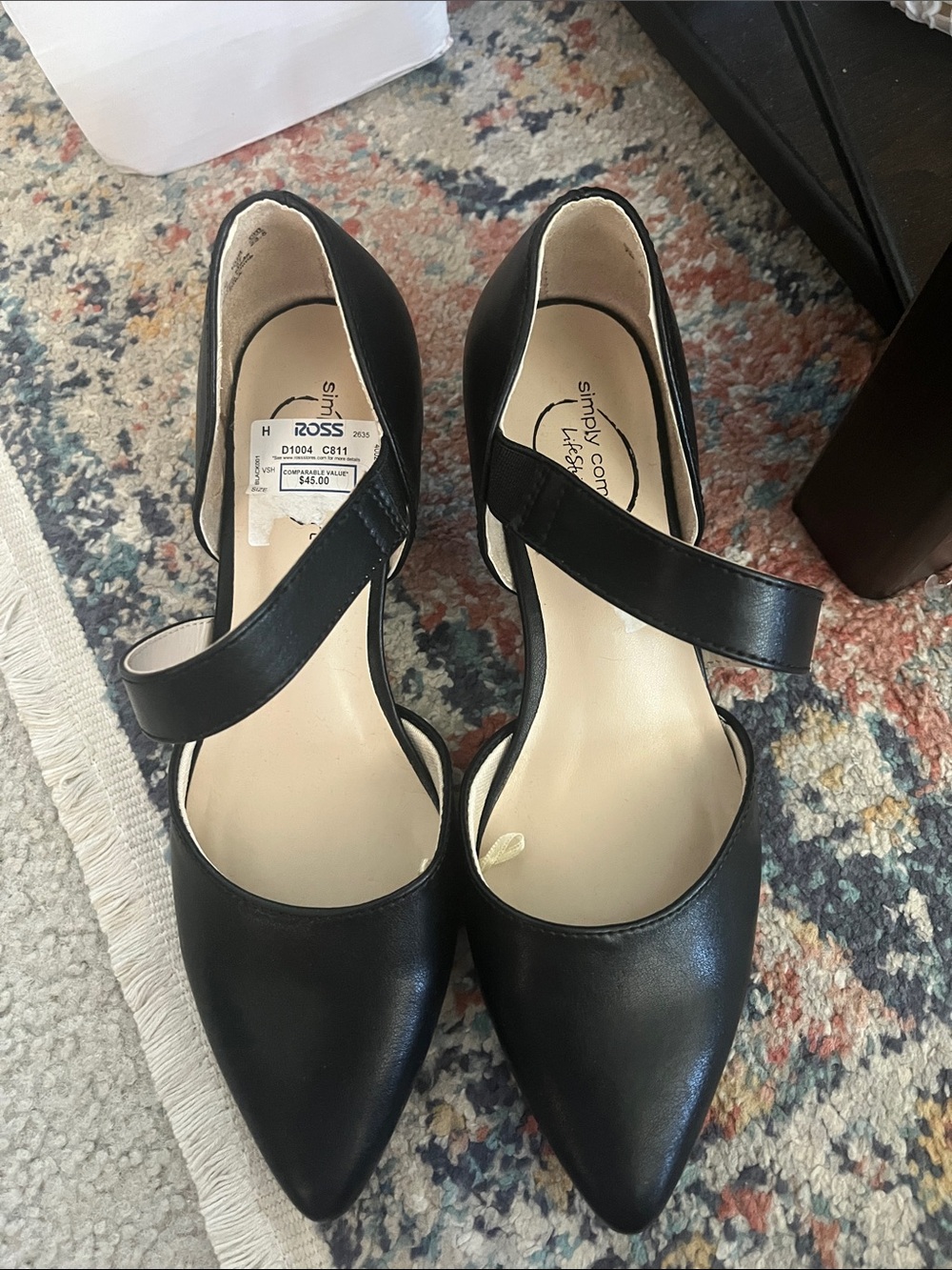 New Black Pointed Mary Jane Heels